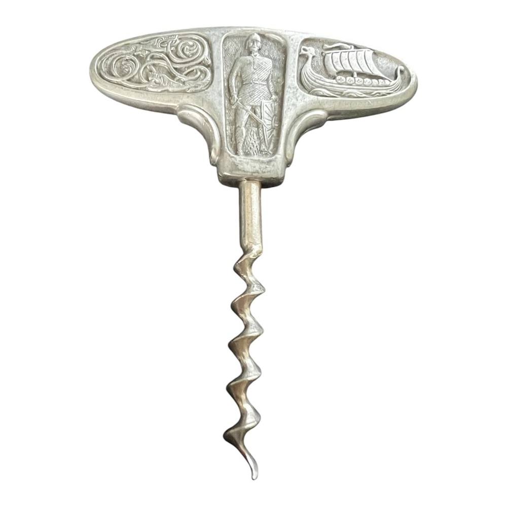 Vintage Hovding Tinn Pewter Corkscrew Korketrekker No. 407 Norway Viking Ship - Picture 2 of 3
